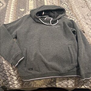 Kimes Ranch Gray Pullover Hoodie with Subtle Purple Trim